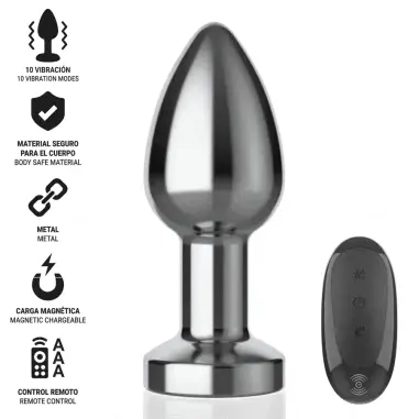 Plug Anal 10 Vibraciones Metal con Control Remoto M