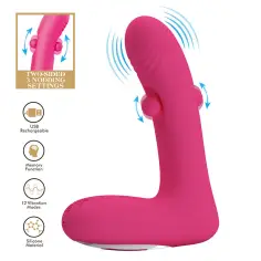 PRETTY LOVE - DUDEN VIBRADOR DE SILICONA RECARGABLE 12 MODOS DE VIBRACIÓN Y 3 MODOS DE BALANCEO ROSA 2