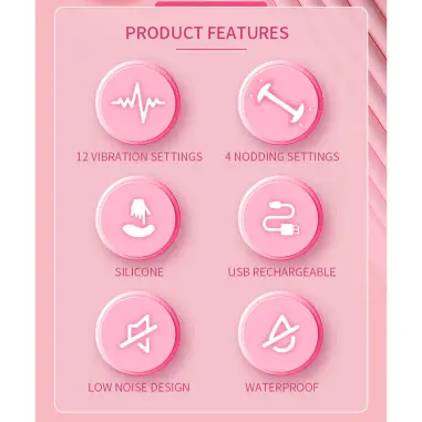 PRETTY LOVE - DUDEN VIBRADOR DE SILICONA RECARGABLE 12 MODOS DE VIBRACIÓN Y 3 MODOS DE BALANCEO ROSA