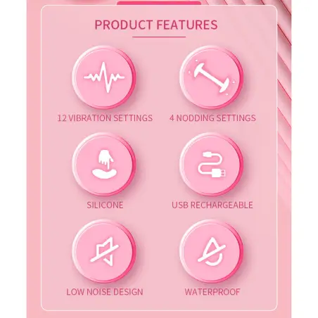 PRETTY LOVE - DUDEN VIBRADOR DE SILICONA RECARGABLE 12 MODOS DE VIBRACIÓN Y 3 MODOS DE BALANCEO ROSA