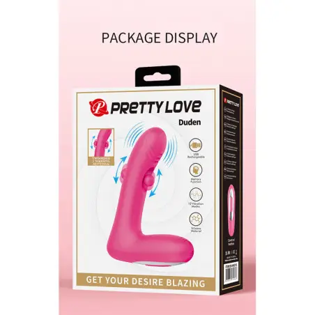 PRETTY LOVE - DUDEN VIBRADOR DE SILICONA RECARGABLE 12 MODOS DE VIBRACIÓN Y 3 MODOS DE BALANCEO ROSA