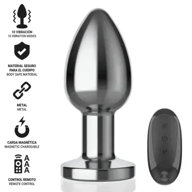Plug Anal 10 Vibraciones Metal con Control Remoto L