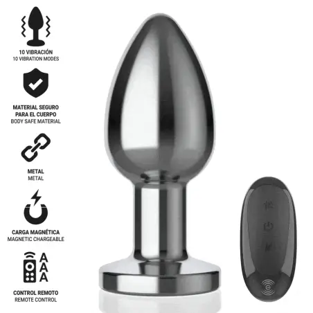 Plug Anal 10 Vibraciones Metal con Control Remoto L