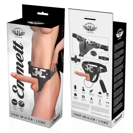 HARNESS ATTRACTION - ARNÉS EMMETT REALÍSTICO VIBRADOR 16.5 CM -O- 3.7 CM 