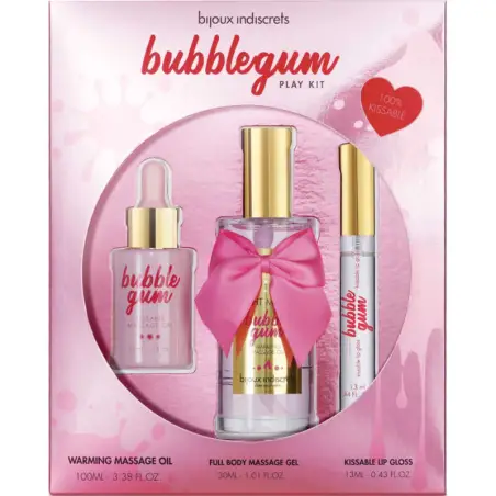 BIJOUX INDISCRETS - BUBBLEGUM PLAY KIT CON ACEITE GEL &amp BRILLO DE LABIOS