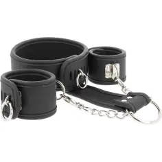 FETISH SUBMISSIVE - COLLAR Y ESPOSAS CUERO VEGANO CON FORRO DE NEOPRENO