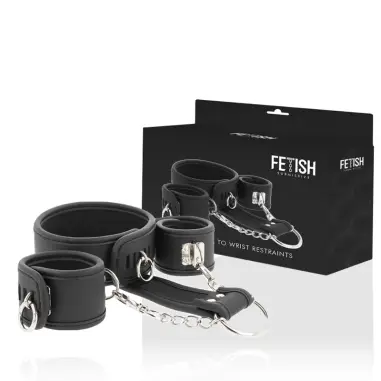Collar y Esposas Cuero Vegano con Forro de Neopreno - BDSM