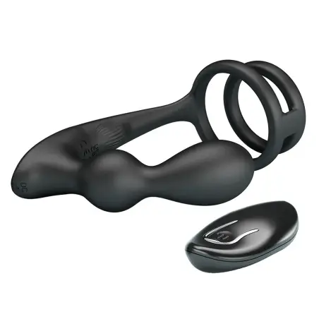 Anillo para Pene con Plug Anal con Vibración Control Remoto