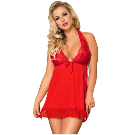 SUBBLIME - BABYDOLL ROJO FLORAL ADORNOS EN EL PECHO L/XL SUBBLIME BABYDOLLS