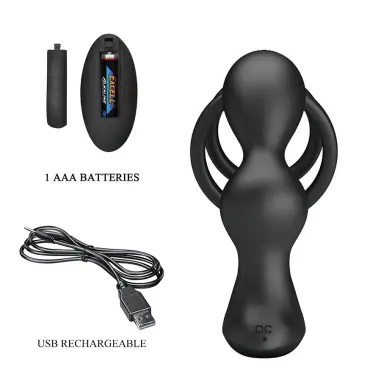 Anillo para Pene con Plug Anal con Vibración Control Remoto