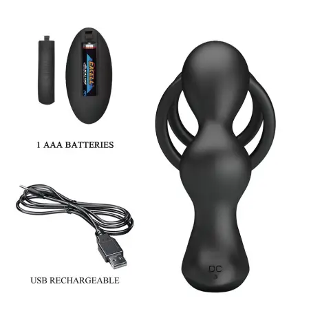 Anillo para Pene con Plug Anal con Vibración Control Remoto