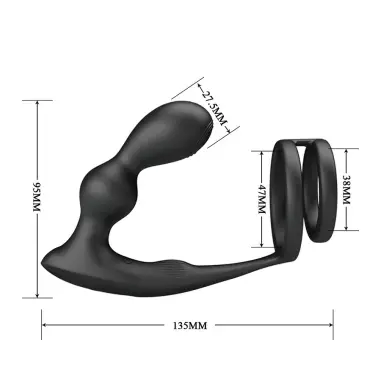 Anillo para Pene con Plug Anal con Vibración Control Remoto
