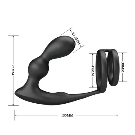 Anillo para Pene con Plug Anal con Vibración Control Remoto