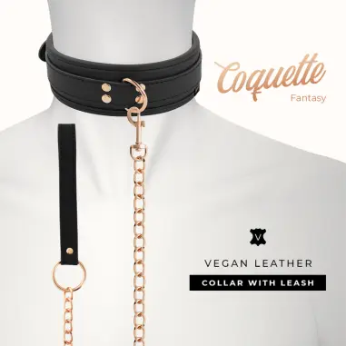 Fantasy Collar Cuero Vegano con Correa y Forro de Neopreno