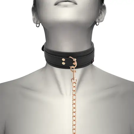 Fantasy Collar Cuero Vegano con Correa y Forro de Neopreno