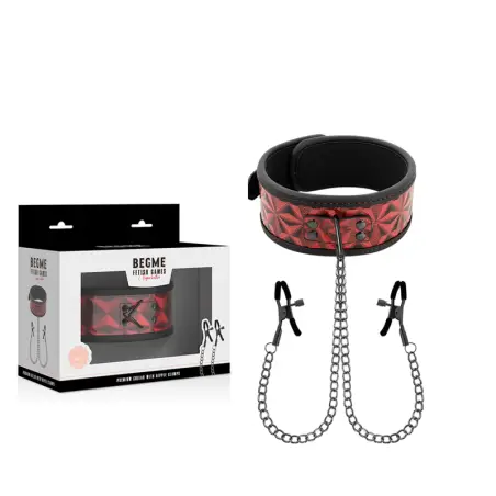 Red Edition Collar con Cadenas y Pinzas Pezones con Forro