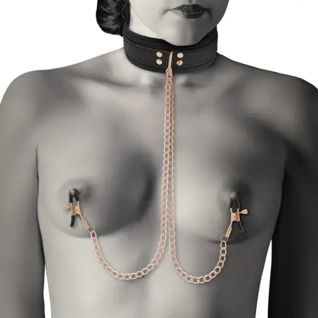 Fantasy Collar con Pinzas Pezones con Forro de Neopreno