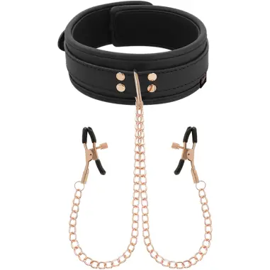 Fantasy Collar con Pinzas Pezones con Forro de Neopreno