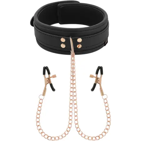 Fantasy Collar con Pinzas Pezones con Forro de Neopreno