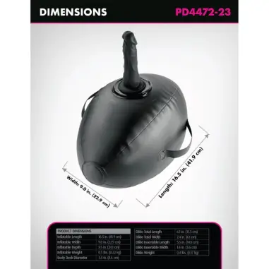 Hinchable Body Dock con Dildo Negra 41.9 cm - BDSM