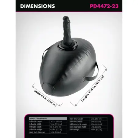 Hinchable Body Dock con Dildo Negra 41.9 cm - BDSM