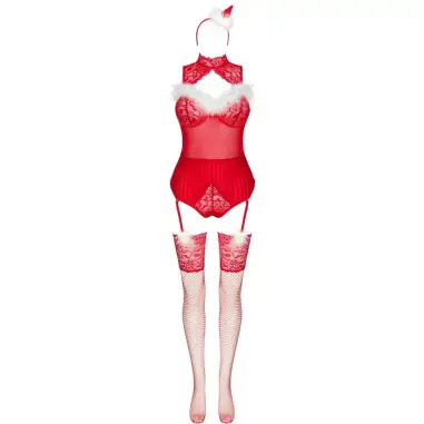LIVCO CORSETTI FASHION - LIMPID SNOWFLAKES LC 90604 BODY + MEDIAS + DIADEMA NAVIDEÑA L/XL