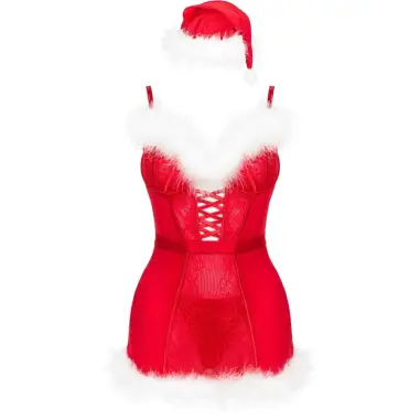 LIVCO CORSETTI FASHION - AGETHE LC 90607 CAMISA + TANGA + GORRO NAVIDEÑO L/XL