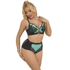 SUBBLIME - 955564 CONJUNTO SUJETADOR CON CREMALLERA DE MALLA DE CHAROL VERDE L/XL 2