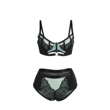 SUBBLIME - 955564 CONJUNTO SUJETADOR CON CREMALLERA DE MALLA DE CHAROL VERDE L/XL