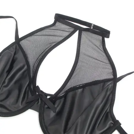 Conjunto Sujetador y Falda de Cuero Negro S/M | Subblime