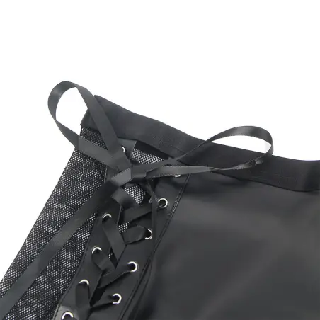 Conjunto Sujetador y Falda de Cuero Negro S/M | Subblime