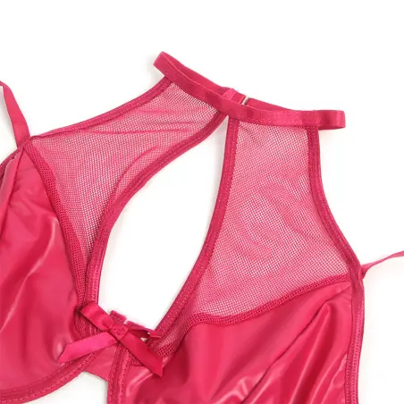 Conjunto Sujetador y Falda de Cuero Rojo S/M | Subblime