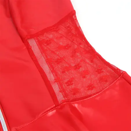 Vestido de Cuero con Cremallera y Encaje Rojo S/M | Subblime