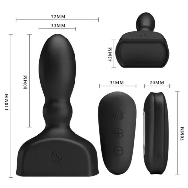 Plug Anal Hinchable Negro Control Remoto | MR Play