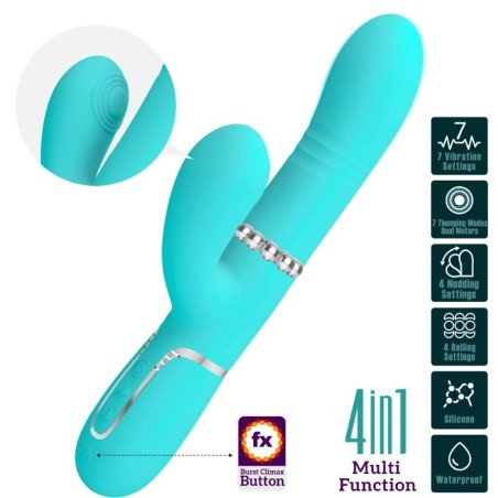 PRETTY LOVE - VIBRADOR PUNTO G MULTIFUNCIÓN VERDE AGUA 