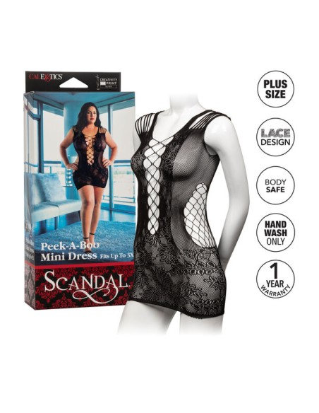 CALEXOTICS - PEEK-A-BOO MINI VESTIDO PLUS SIZE CALEXOTICS