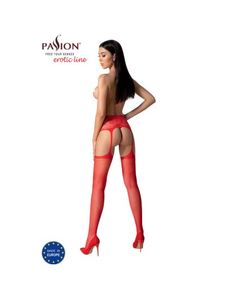 PASSION - S028 MEDIAS CON LIGUERO ROJO TALLA ÚNICA PASSION WOMAN GARTER & STOCK