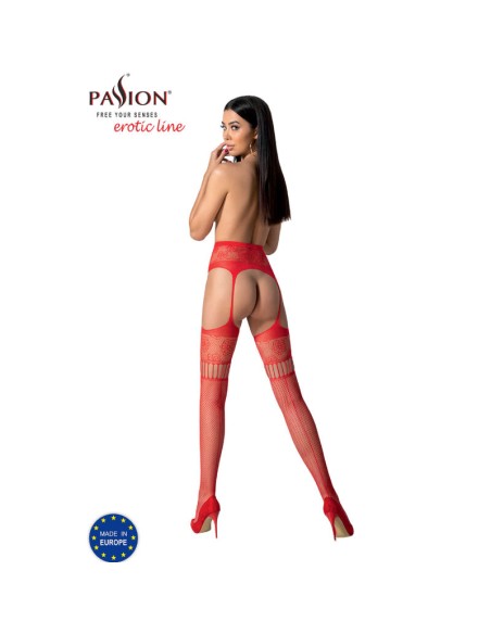 PASSION - S030 MEDIAS CON LIGUERO ROJO TALLA ÚNICA PASSION WOMAN GARTER & STOCK