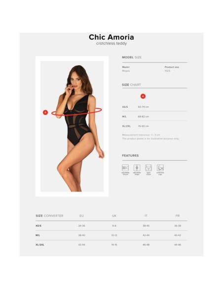 OBSESSIVE - CHIC AMORIA CROTCHLESS TEDDY XS/S OBSESSIVE TEDDIES