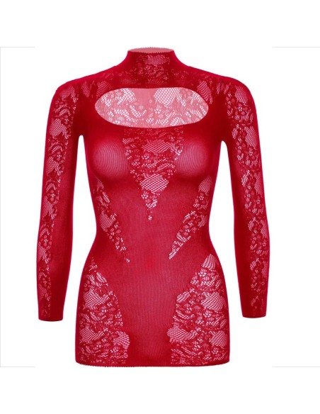 LEG AVENUE - MINI VESTIDO DE ENCAJE CON MANGA LARGA ROJO LEG AVENUE DRESSES