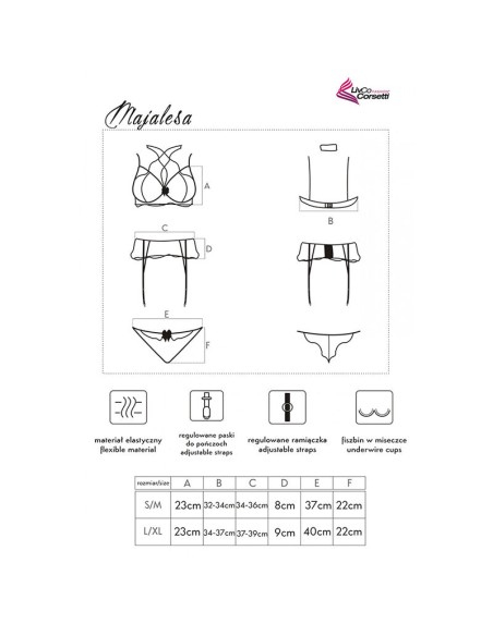 LIVCO CORSETTI FASHION - MAJALESA LC 90526 SUJETADOR + LIGUERO + PANTY BLACK S/M LIVCO CORSETTI SETS