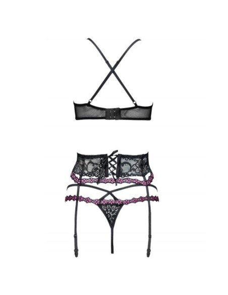 LIVCO CORSETTI FASHION - SNEHANA LC 90443 SUJETADOR + LIGUERO + PANTY NEGRO L/XL LIVCO CORSETTI SETS