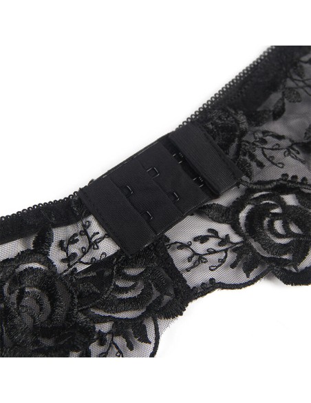 SUBBLIME - SET DE 3 PIEZAS SUJETADOR + TANGA + LIGA ESTAMPADO FLORAL NEGRO L/XL SUBBLIME SETS