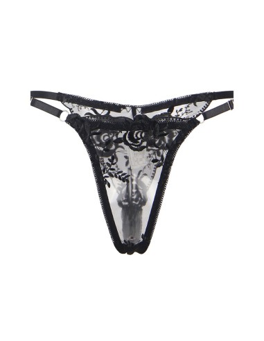 SUBBLIME - SET DE 3 PIEZAS SUJETADOR + TANGA + LIGA ESTAMPADO FLORAL NEGRO L/XL 