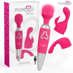 MORESSA - ODILON WAND POTENTE MOTOR MAS DOS CABEZALES PREMIUM SILICONE RECARGABLE