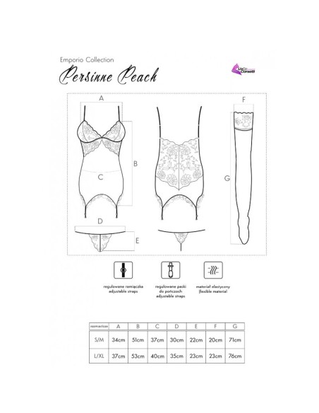 LIVCO CORSETTI FASHION - PERSINNE PEACH SET CORSET + PANTY + MEDIAS L/XL LIVCO CORSETTI SETS