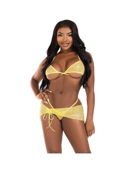 LEG AVENUE - SET TRES PIEZAS DIAMANTES AMARILLO M/L LEG AVENUE SETS