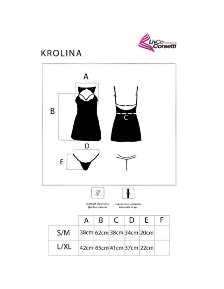 LIVCO CORSETTI FASHION - KROLINA LC 90734 CHEMISE + TANGA NEGRO L/XL LIVCO CORSETTI SETS