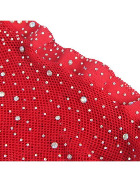 SUBBLIME - 952181 BODYSTOCKING DE REJILLA CON GUANTES Y DIAMANTES ROJO TALLA ÚNICA SUBBLIME BODYSTOCKINGS