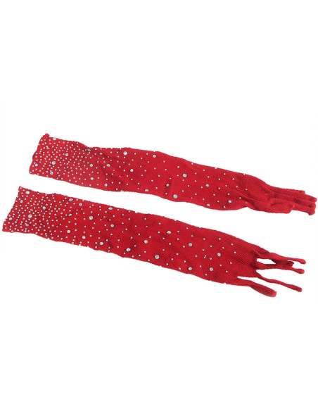 SUBBLIME - 952181 BODYSTOCKING DE REJILLA CON GUANTES Y DIAMANTES ROJO TALLA ÚNICA SUBBLIME BODYSTOCKINGS